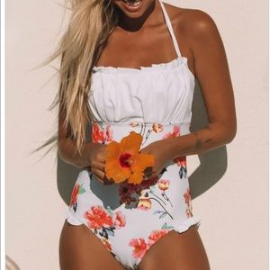 Heather Floral One Piece Swimsuit (never used) Medium